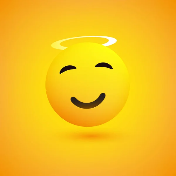 Sorrindo Rosto Cheeky Com Angel Halo Emoticon Concept Design — Vetor de Stock