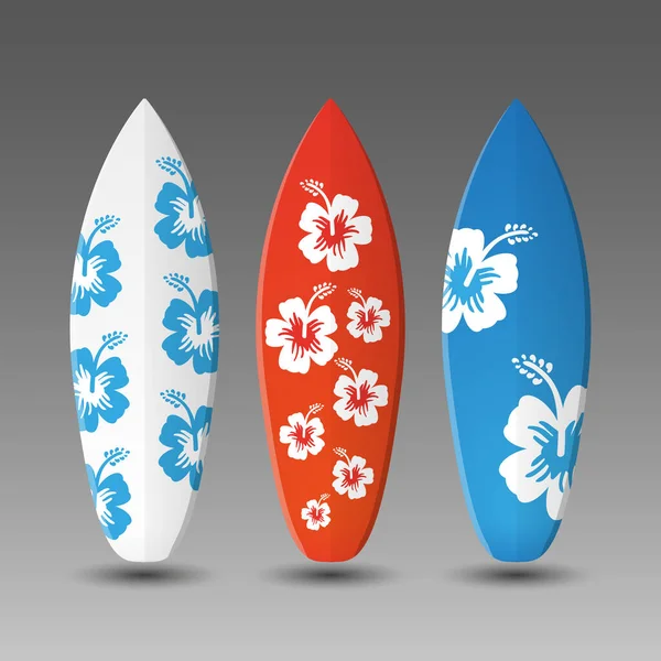 Modelo Design Pranchas Surf Com Padrão Florido — Vetor de Stock