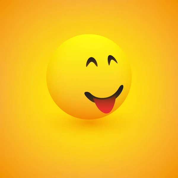 3D笑脸 带张嘴 从侧面看黄色背景上简单快乐的情感 矢量设计 — 图库矢量图片