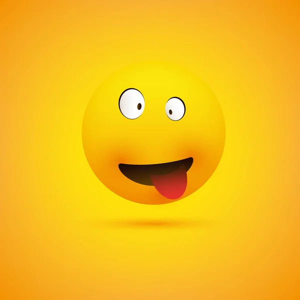 Emoticon Louco Sorridente Simples Com Olhos Squinting Língua Presa Fazendo — Vetor de Stock