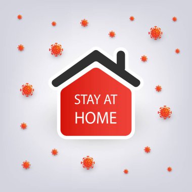 Koronavirüs salgını sırasında evde güvende olun - kilitlenme, ev karantina konsepti - vektör tasarımı