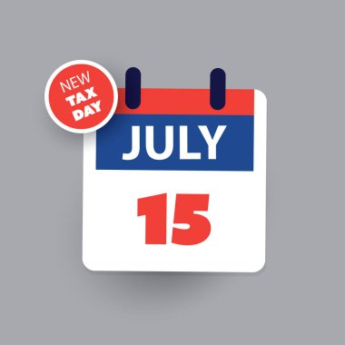 Tax Day Reminder Concept - Calendar Design Template - USA Tax Deadline, New Extended Date for IRS Federal Income Tax Returns: 15 July 2020 clipart