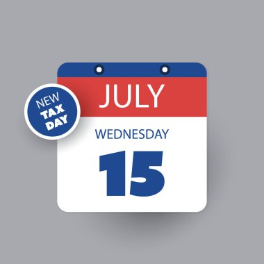 Vergi Günü Hatırlatma Konsepti - Takvim Tasarım Şablonu - ABD Vergi Teslim Tarihi, Vergi Vergisi İadesi için Yeni Uzatılmış Tarih: 15 Temmuz 2020
