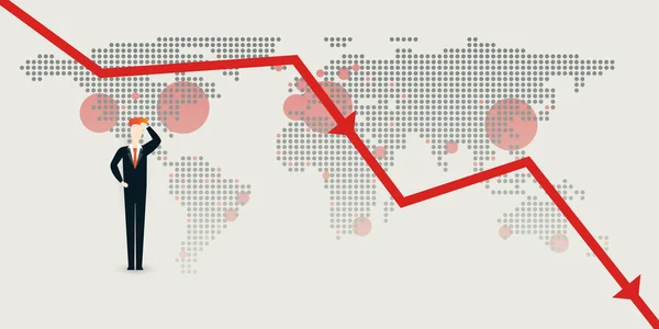 Caída Económica Global Debido Virus Corona Concepto Diseño Con Gráfico — Archivo Imágenes Vectoriales