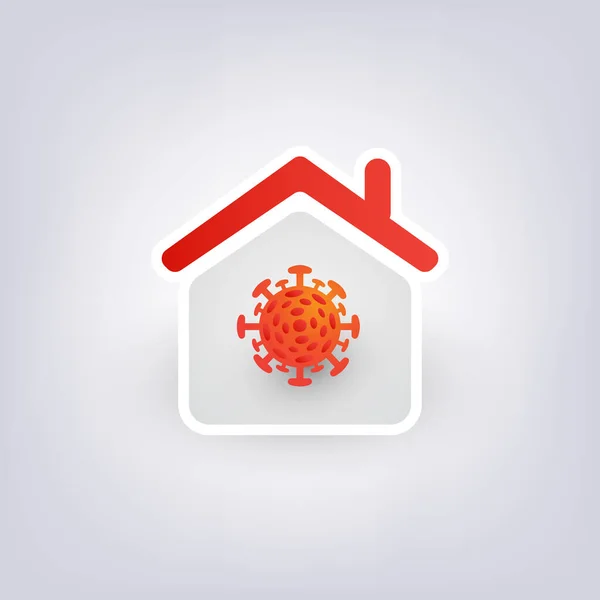 感染している場合は家にいてください ホーム検疫コンセプト ベクトルデザイン — ストックベクタ