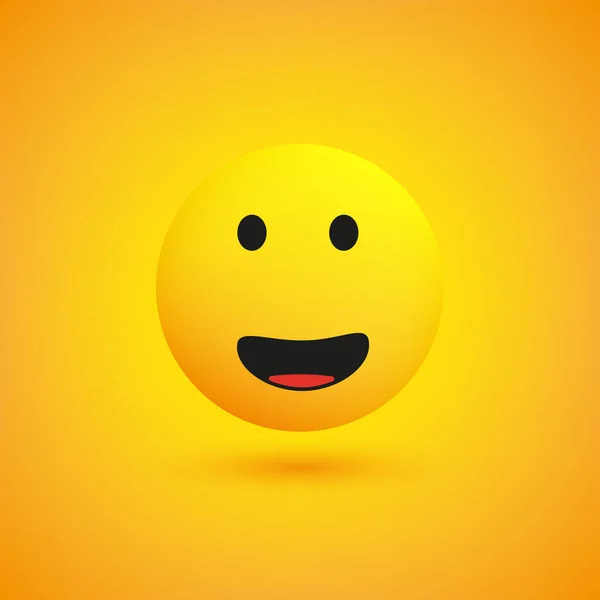 Emoticon Feliz Simples Com Olhos Abertos Fundo Amarelo Projeto Vetor — Vetor de Stock