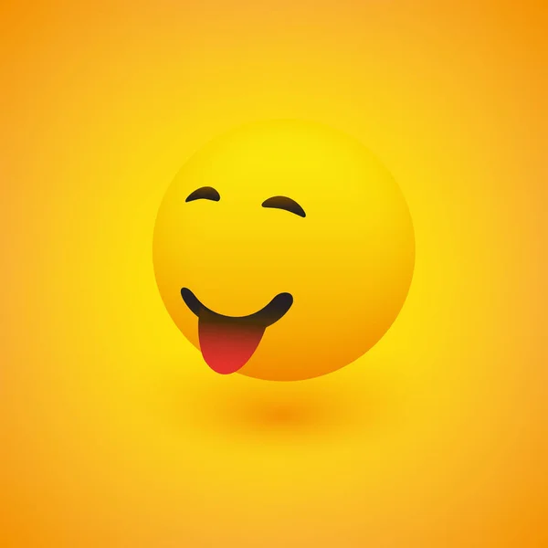 Visage Souriant Avec Langue Coincée Vue Côté Simple Happy Emoticon — Image vectorielle