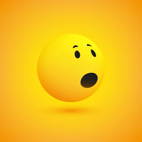 Emoticon Surprised Face Open Mouth Eyes Simple Emoji Yellow Bakgrund — Stock vektor
