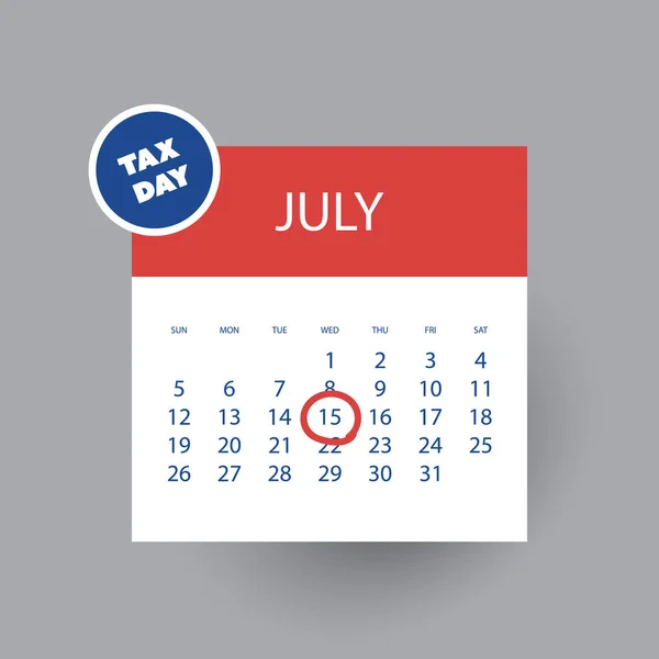 Kleurrijke Tax Day Reminder Concept Kalender Ontwerp Template Usa Tax — Stockvector