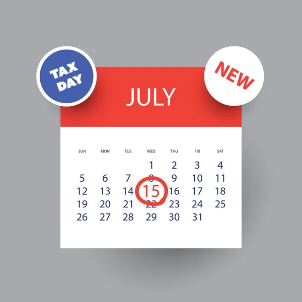 Kleurrijke Tax Day Reminder Concept Kalender Ontwerp Template Usa Tax — Stockvector