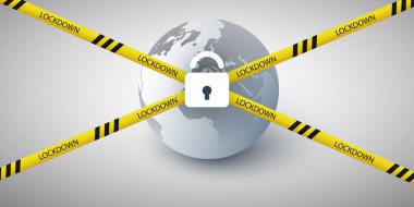 Küresel Kilitlenme, Kordona Alınan Dünya - Yerküre Küresi ve Asma Kilitle Vektör Tasarımı