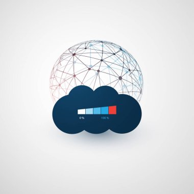 Cloud Computing Technology Design Concept - Aşırı yüklü Dijital Ağ Bağlantıları, Yakın Yorucu Sunucular - Tam Kapasite Küresel Dijital İnternet Hizmetleri