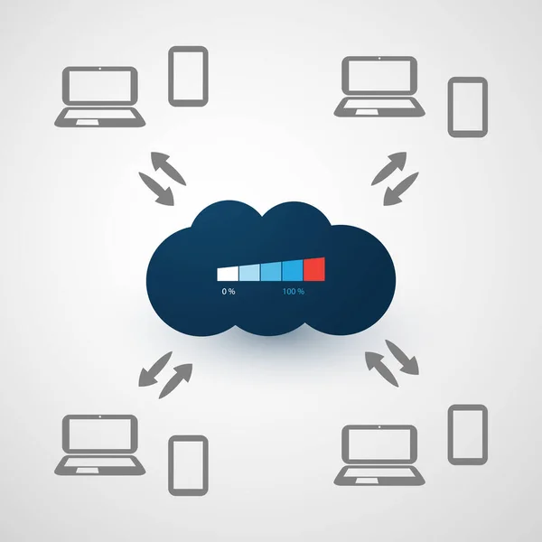 Concepto Diseño Tecnología Computación Nube Conexiones Red Digital Sobrecargadas Servidores — Archivo Imágenes Vectoriales