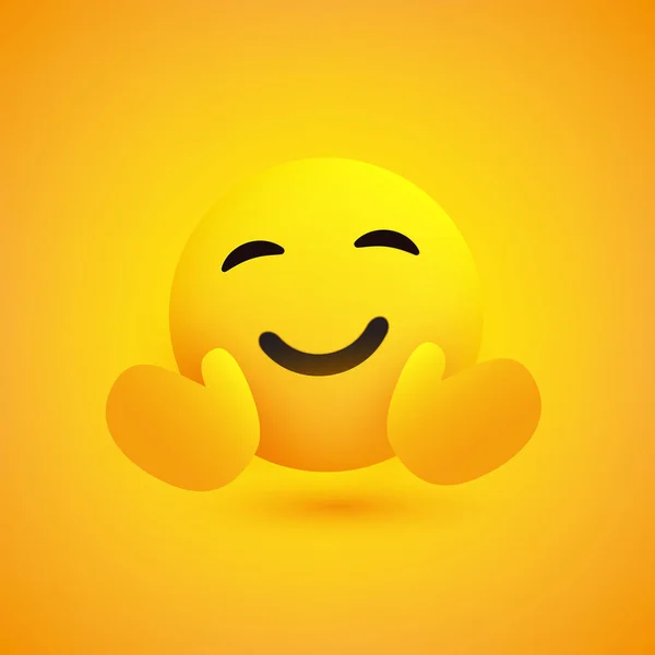 Cara Abraço Emoticon Fundo Amarelo Vector Design —  Vetores de Stock