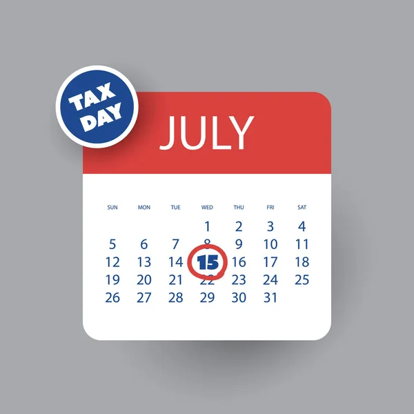 Colorful Tax Day Påminnelse Koncept Kalender Design Mall Usa Tidsfrist — Stock vektor