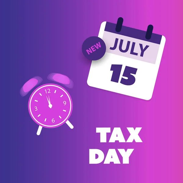 Nowoczesny Style Tax Day Przypomnienie Concept Blue Purple Calendar Design — Wektor stockowy