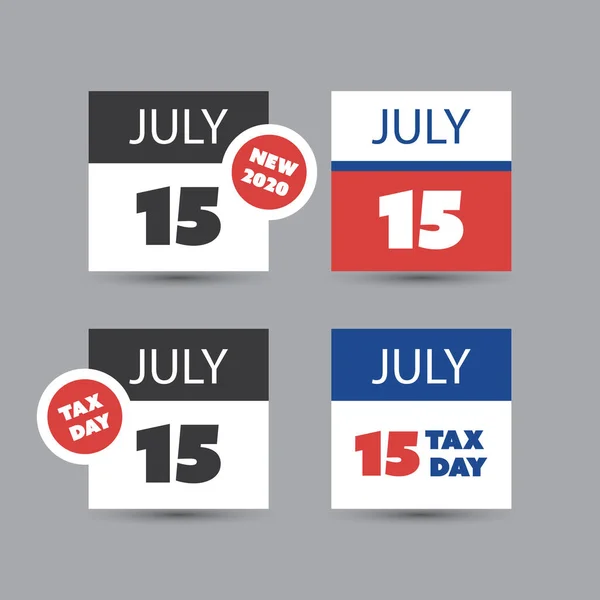 Kleurrijke Belastingdag Herinnering Concept Kalender Ontwerp Template Set Usa Tax — Stockvector