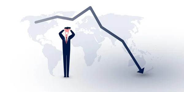 Global Economic Downfall Cauted Corona Virus Pandemic Design Concept Chart — 스톡 벡터