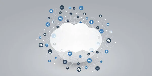Cloud Computing Design Concept Digitální Připojení Technologické Zázemí Drátěnou Koulí — Stockový vektor