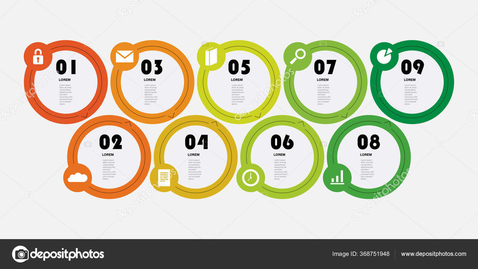 Colorful modern style infographics design icons set minimalist numbered