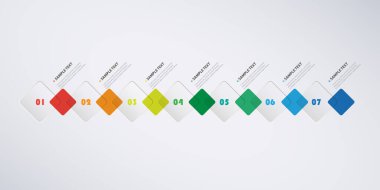 Renkli Modern Biçim Bilgileri Tasarımı - Minimalist Numaralandırılmış Geometrik Şekiller, Yuvarlak Kareler Seti