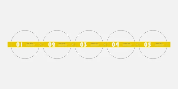 黑色和黄色现代风格的信息图形设计 一组最小的数字几何形状 一排标签 — 图库矢量图片