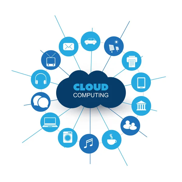 Concepto Diseño Tecnología Computación Nube Con Iconos Conexiones Red Digital — Archivo Imágenes Vectoriales