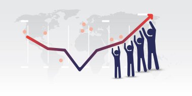 Coronavirüs salgınının Dünya Çevresindeki Ekonomik Etkisine Karşı Güçlere Katılın - Normal Devlete Küresel Ekonomiyi Geri Kazanmak İçin Çok Çalışmak - Tasarım Konsepti