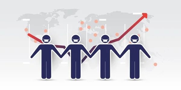 Unir Forças Contra Impacto Econômico Pandemia Coronavírus Todo Mundo Trabalho —  Vetores de Stock