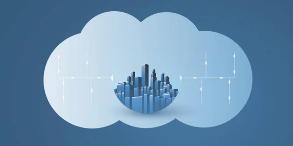 Smart City Concetto Progettazione Del Cloud Computing Con Globo Trasparente — Vettoriale Stock