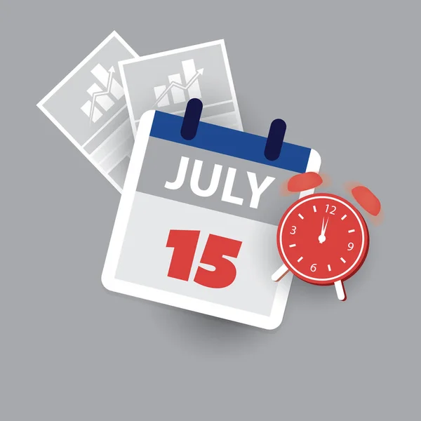 Konsep Pengingat Hari Pajak Templat Rancangan Kalender Batas Waktu Pajak - Stok Vektor