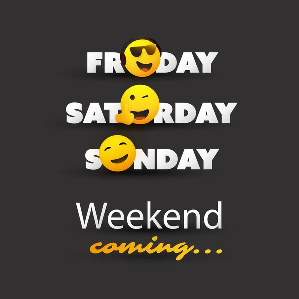 Weekend Coming Typescript Winking Smiling Emoticons — Wektor stockowy