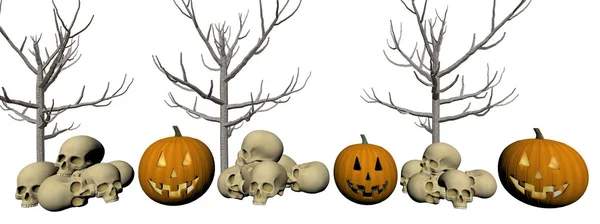Dynia i czaszka - 3d render — Zdjęcie stockowe
