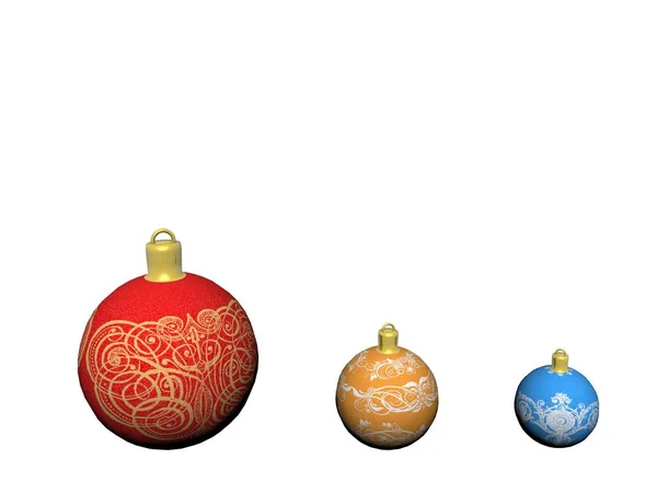 Drie kerst ballen - 3d render — Stockfoto