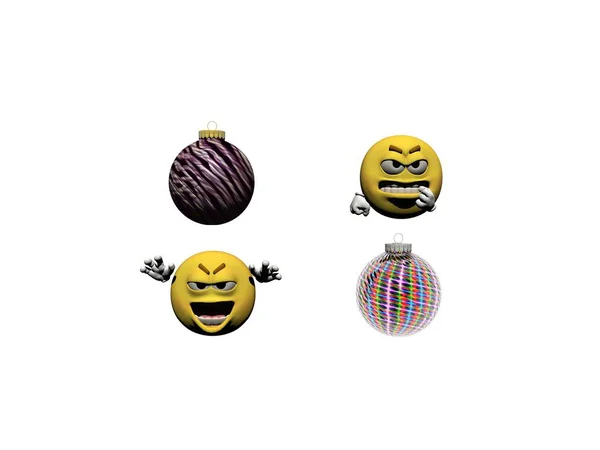 Emoticon e bola de Natal - 3d render — Fotografia de Stock