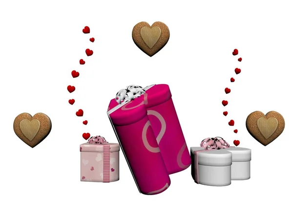 Composizione per San Valentino - rendering 3d — Foto Stock