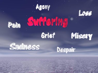 Kelime bulutu kavramı - 3d render stres