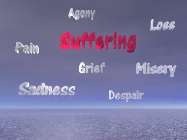 Kelime bulutu kavramı - 3d render stres