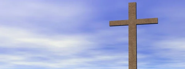 Хрест на фоні хмар 3d візуалізація — стокове фото