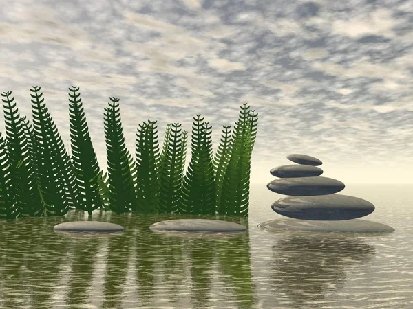 Bela paisagem zen - renderização 3D — Fotografia de Stock