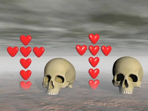 Szerelem és halál - 3d renderelés — Stock Fotó