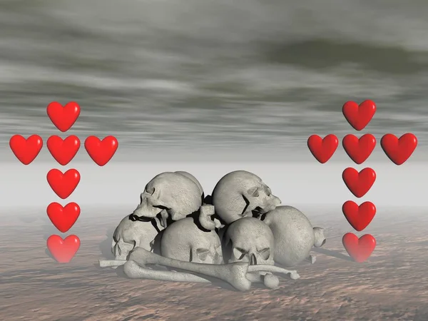 Láska a smrt - 3d vykreslování — Stock fotografie