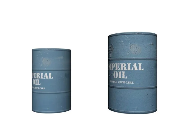 Barriles de petróleo azul y gris - Renderizado 3D — Foto de Stock