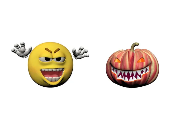 Feliz Halloween Sorrindo Emoticon - renderização 3d — Fotografia de Stock