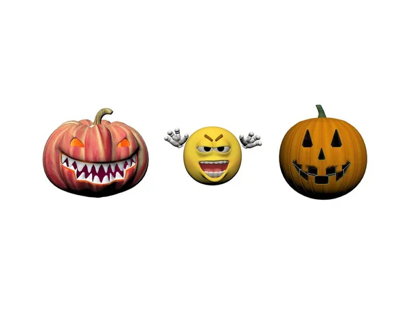 Happy Halloween Smiling emotikon - 3d renderowania — Zdjęcie stockowe