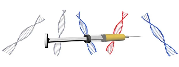 Símbolo de dna nele isolado em fundo branco - renderização 3d — Fotografia de Stock