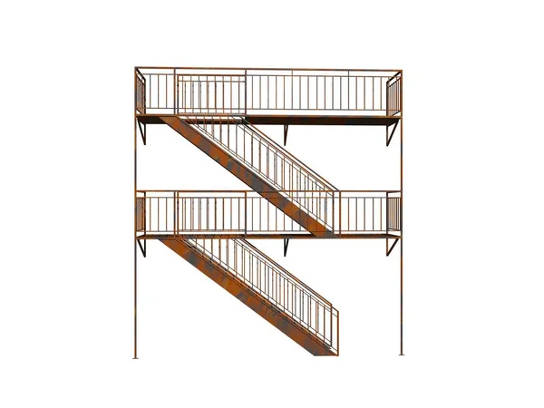 Brązowy schody na białym tle na białym tle - 3d renderowania — Zdjęcie stockowe