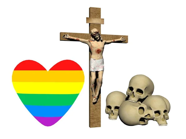 Crimes homofóbicos religião amor crime - 3d renderização — Fotografia de Stock