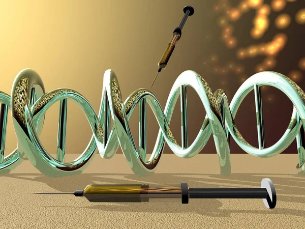 Символ ДНК на ньому ізольований на білому тлі - 3d рендеринг — стокове фото