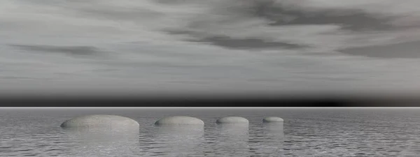 beautiful meditation landscape on the ocean - 3d rendering